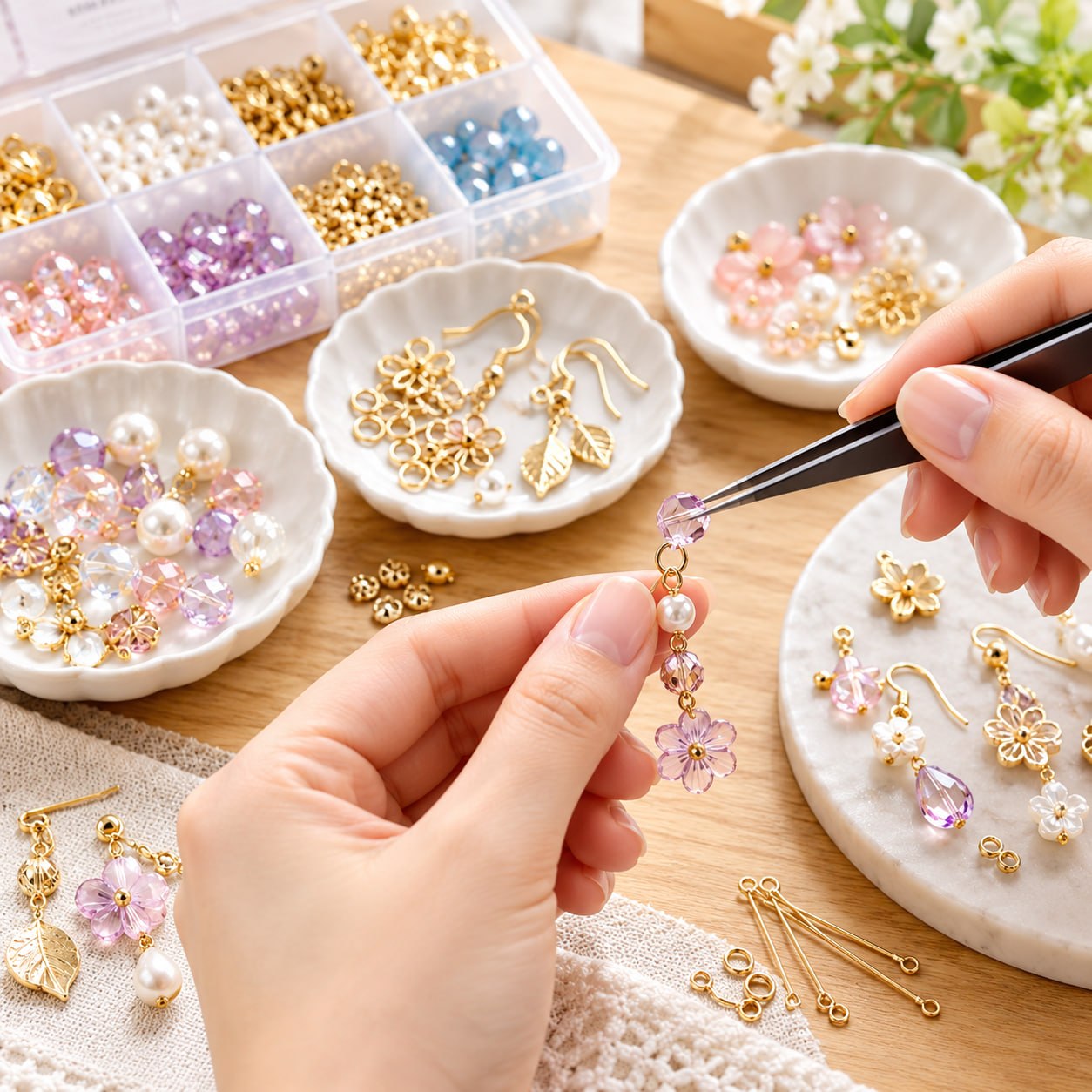 ビーズと金具を使ったアクセサリー制作